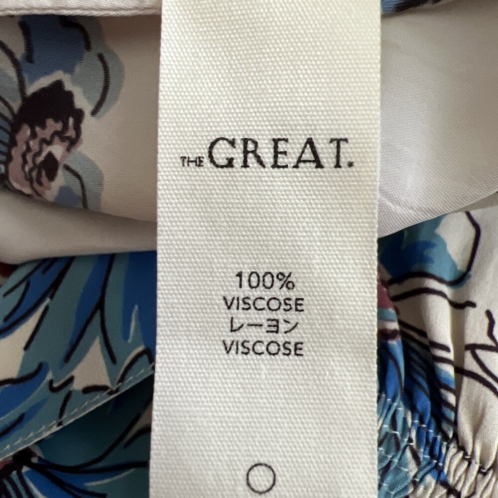 THE GREAT. Blue Floral Midi-Dress Zip Front Cottagecore Boho Size 2 Y2K Z21 - Picture 5 of 7